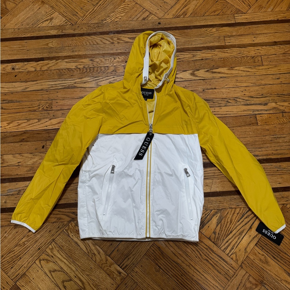 GUESS Yellow and White Hooded Jacket